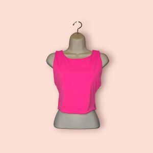 FP Movement Be Right Back Crop Neon Pink Quartz Seamless Open Back Tank Med